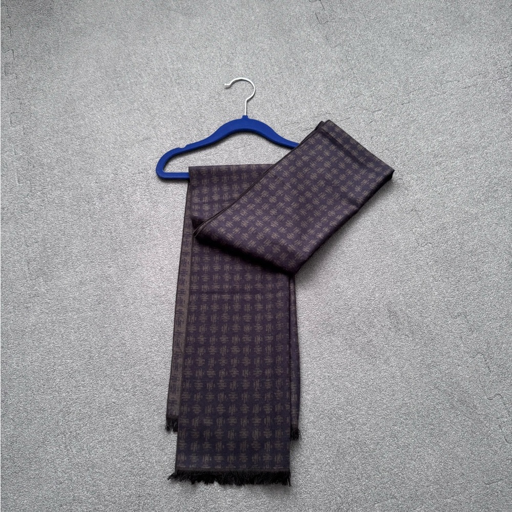 Elegant Black Patterned Men's Scarf 100% Silk